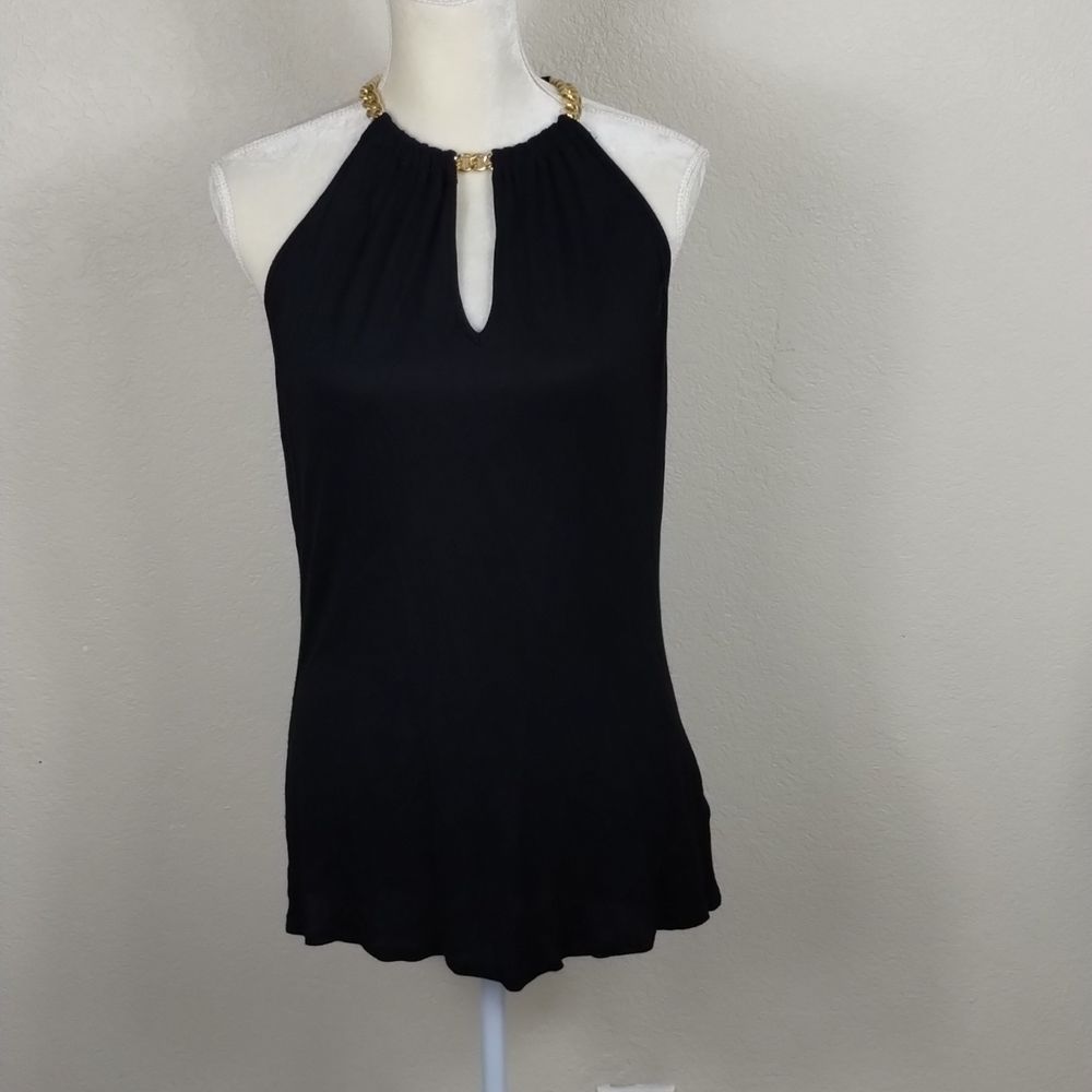 Michael Kors Gold Tone Cuban Link Neck Halter Top